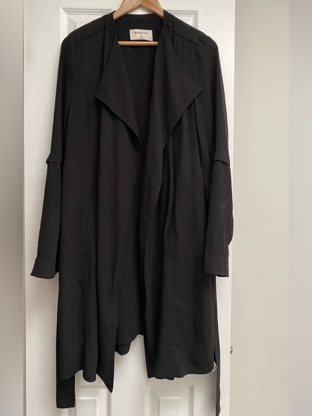 Babaton Black Draped Trench Coat- Lightweight